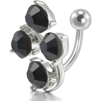 Souprava šperků Jewelry Piercing do pupíku - čtyřkamenný - černý