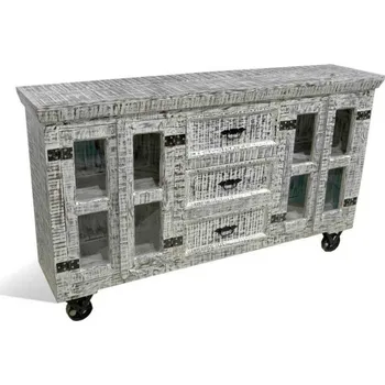 Komoda Bílá patinovaná komoda mangového dřeva Goris