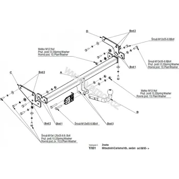 Tažné zařízení Tažné zařízení Mitsubishi Carisma 4D, 5D (1995 - 2005) (4262)