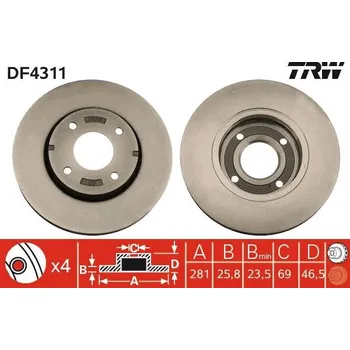 Brzdový kotouč Brzdový kotouč TRW DF4311