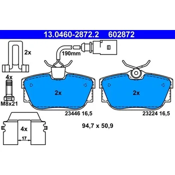 Brzdová destička Sada brzdových destiček, kotoučová brzda ATE 13.0460-2872.2