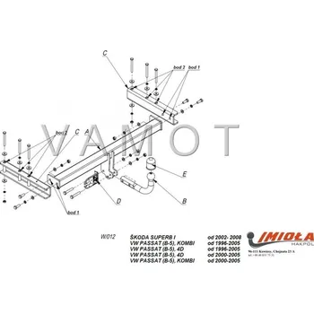 Tažné zařízení Tažné zařízení VW Passat (B-5), Kombi (1996 - 2005 (B5)) (4606)