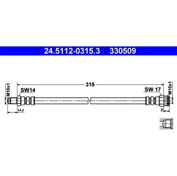 Brzdový systém Brzdová hadice ATE 24.5112-0315.3