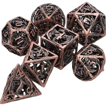 Příslušenství k deskovým hrám imago Sada kovových kostek Hollow - Dračí křídla, barva staroměď