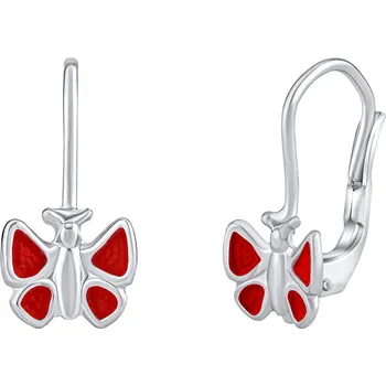 Náušnice Stříbrné dětské náušnice motýl Falia červené