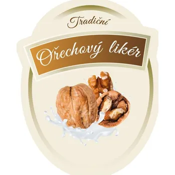 Papír Tisk samolepky ořechový likér - 75x95mm