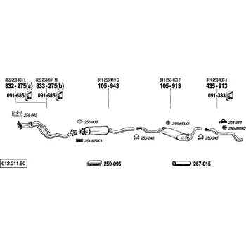 Zadní díl výfuku zadní tlumič výfuku Polmostrow 105913P, náhrada za Bosal 105-913