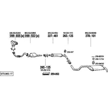 Zadní díl výfuku zadní tlumič výfuku Polmostrow 278101P, náhrada za Bosal 278-101
