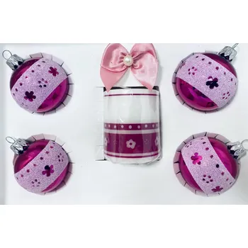 Vánoční dekorace Irisa Sada skleněných vánočních ozdob se svíčkou