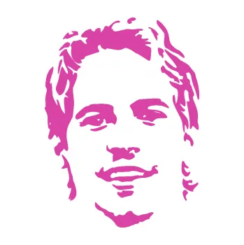 Samolepící dekorace Paul Walker 008 levá obličej (16 - růžová) SAMOLEPKA NA AUTO, NÁLEPKA, FÓLIE, POLEP, TUNING, VLASTNÍ TEXT, TISK, AUTOSAMOLEPKY.cz, POLEPY, OBRÁZEK, LOGO, 3D STICKERS