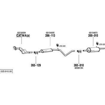 Zadní díl výfuku zadní tlumič výfuku Polmostrow 200015P, náhrada za Bosal 200-015