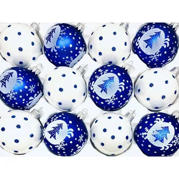Vánoční dekorace Irisa Zasněžená krása skleněné vánoční ozdoby 12 ks
