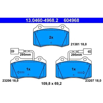 Brzdová destička Sada brzdových destiček, kotoučová brzda ATE 13.0460-4968.2