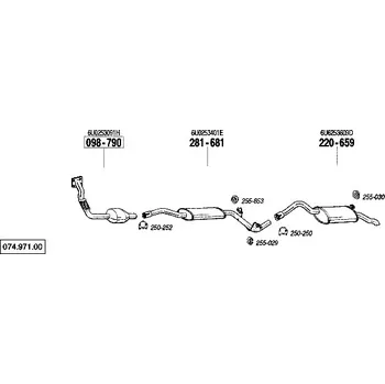 Zadní díl výfuku zadní tlumič výfuku Polmostrow 220659P, náhrada za Bosal 220-659