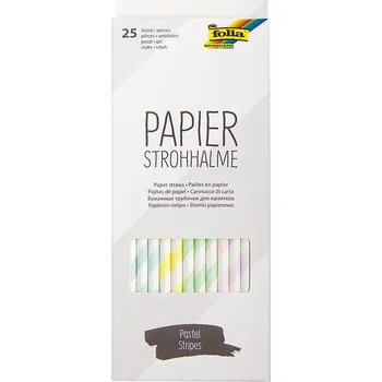 Folia - Max Bringmann Papírová brčka - pastelové proužky - 25 ks