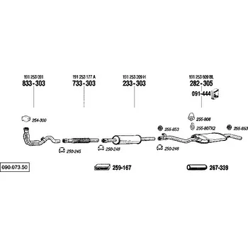 Výfukový systém střední tlumič výfuku Polmostrow 233303P, náhrada za Bosal 233-303