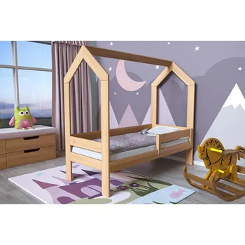 Postel Nábytek Rovder Dětská postel Domeček, Rovder Výběr moření: Modrá, Rozměr postele: 90x200, Druh dřeva: Bukový masiv