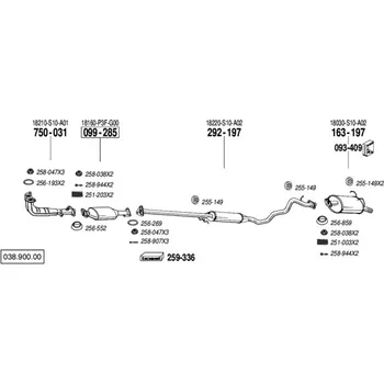 Výfukový systém střední tlumič výfuku Polmostrow 292197P, náhrada za Bosal 292-197