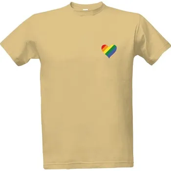 Pánská móda Tričko s potiskem Tričko Pride Hearth - Béžové pánské