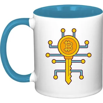 Hrnek malý barevný s potiskem Barevný hrnek bitcoin key