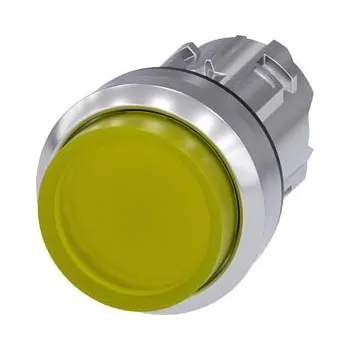 Stykač SIEMENS Tlačítko, osvětlené, 22 mm, kulaté, kov, s vysokým leskem, žluté, knoflík stiskací 3SU1051-0BB30-0AA0