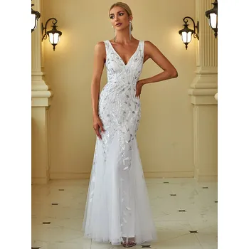 Dámské šaty Bílé šaty Ever Pretty dlouhé 7886 Velikost: 5XL / 50 / 18 / 22