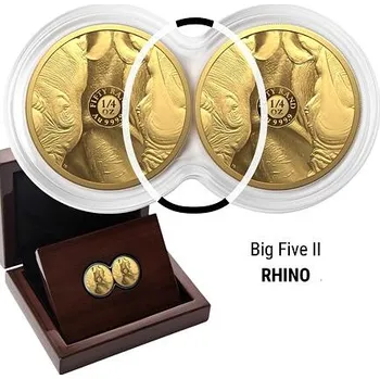 Exkluzivní zlaté mince Big Five II 2x 1/4 Oz Double Rhino (Nosorožec) 2022 PROOF (3.)