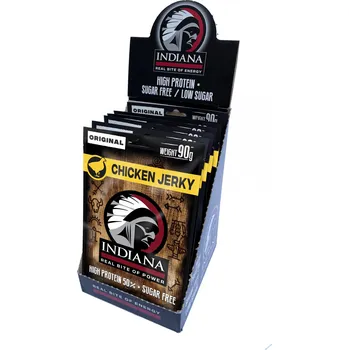 Sušené maso INDIANA Jerky kuřecí Original ZIP 720g - display
