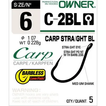 Rybářský háček OWNER - Jednoháčky bez protihrotu C-2BL, vel: 6