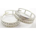 Klenoty Budín Dámské zlaté náušnice - kruhy poseté zirkony dvě řady 585/2,21gr HK2117 (Klenoty Budín Dámské zlaté náušnice - kruhy poseté zirkony dvě řady 585/2,21gr HK2117)