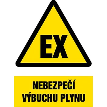Značení Značka Nebezpečí výbuchu plynu, samolepicí fólie, 210 × 297 mm