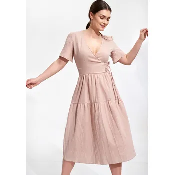 Dámské šaty Béžové lehké letní šaty M872 Beige Velikost: S