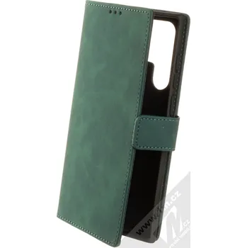Pouzdro na mobilní telefon 1Mcz Velvet Book flipové pouzdro pro Samsung Galaxy S22 Ultra 5G tmavě zelená (dark green)