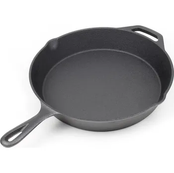 BBQ Litinová pánev Ø30cm, pánev na oheň s rukojetí a výlevkou