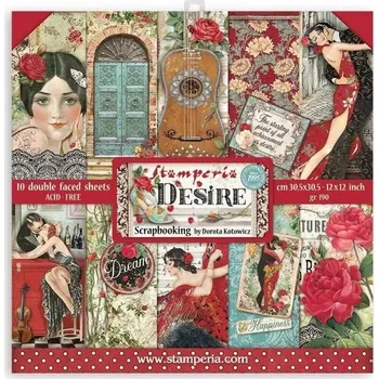 Umělecký papír Stamperia Sada oboustranných papírů 30x30cm Desire (10ks)