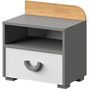 Noční stolek Nábytek PEGAS s.r.o. Noční stolek CARINI - CA12, světlý grafit/bílá briliantová/dub nash