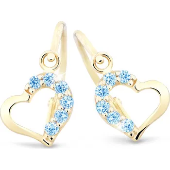 Náušnice Cutie Jewellery Dětské náušnice zlaté srdíčka C2757Z-Světle modrá