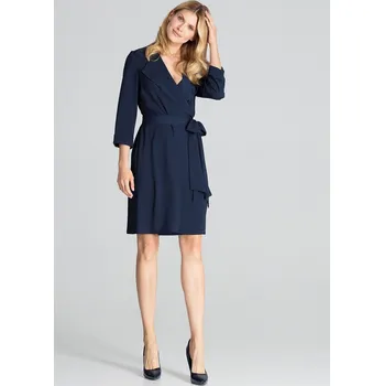 Dámské šaty Basic šaty s přeloženým výstřihem M680 Navy Velikost: M