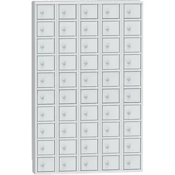 Skříň s uzamykatelnými boxy, 50 schránek, barva šedá/šedá