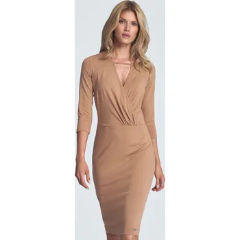 Dámské šaty Elegantní béžové šaty M715 Beige Velikost: M