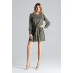 Olivové šaty se skládanou sukní M576 Velikost: L/XL