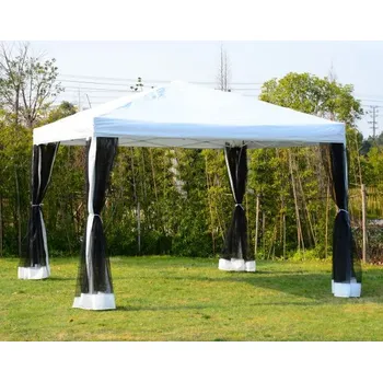 Zahradní stan Luxusní skládací zahradní altán 300 x 300 cm | bílo-černý