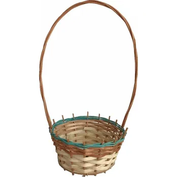 Nákupní košík Proutěný dárkový košík kulatý zelený (Proutěný dárkový košík kulatý zelený – malý proutěný koš na dárky i květiny)