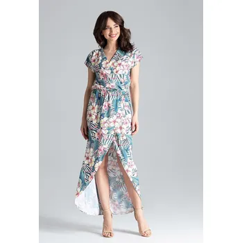 Dámské šaty Dlouhé šaty s květinovým vzorem a rozparkem L033 Velikost: S