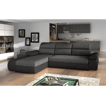 Sedací souprava Rozkládací rohová sedačka ALADIN černá melír / černá