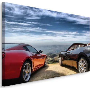 Obraz MyBestHome BOX Plátno Luxusní Auta Před Krajinou Varianta: 30x20