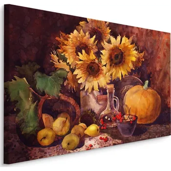 Plátno Zátiší Se Slunečnicemi A Ovocem Varianta: 40x30