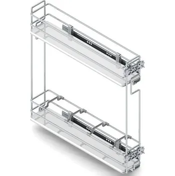 Odpadkový koš Starax Výsuvný koš s výsuvy BLUM a s tlumením - Plné dno / Lesklý chrom Pravý 150 mm Plno výsuv