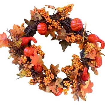 Dekorace podzimní věnec, dýně, bobule, 40 cm