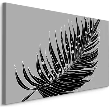 MyBestHome BOX Plátno Černý Palmový List Na Šedém Pozadí Varianta: 30x20